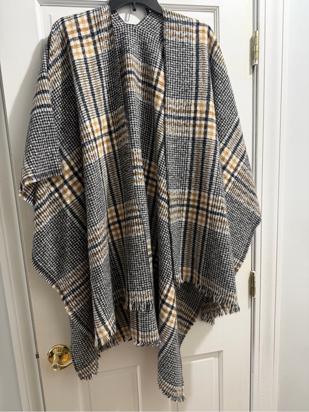 Old Navy Plaid Open Front Poncho Cape